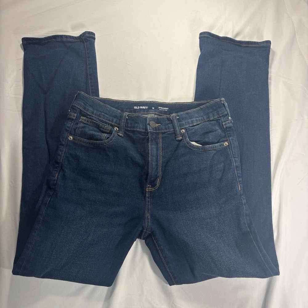 Old Navy Boys Size 16 Flex Straight‎ Jeans Baywaves Built-In Flex Denim